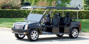 Black Escalade Limo Golf Cart affordable golf cart rental, golf cart rent miami