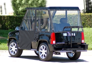 Black Escalade With Enclosure affordable golf cart rental, golf cart rent miami