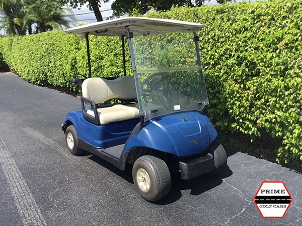 Blue Yamaha 2 Passenger Golf Cart affordable golf cart rental, golf cart rent miami