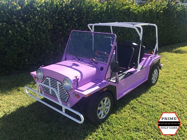 Pink Mokee 4 Passenger Golf Cart affordable golf cart rental, golf cart rent miami
