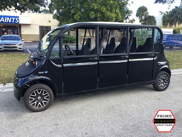 Polaris Gem 6 Passenger Black Golf Cart Rental With Doors affordable golf cart rental, golf cart rent miami
