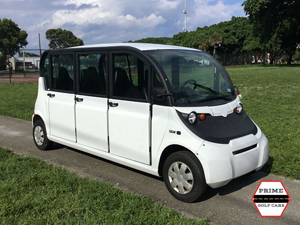 Polaris Gem 6 Passenger White Golf Cart Rental With Doors affordable golf cart rental, golf cart rent miami