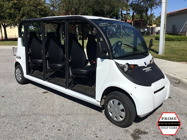 Polaris Gem 6 Passenger White Golf Cart Rental Without Doors affordable golf cart rental, golf cart rent miami