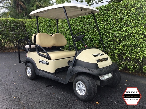 Tan Club Car 4 Passenger Golf Cart affordable golf cart rental, golf cart rent miami