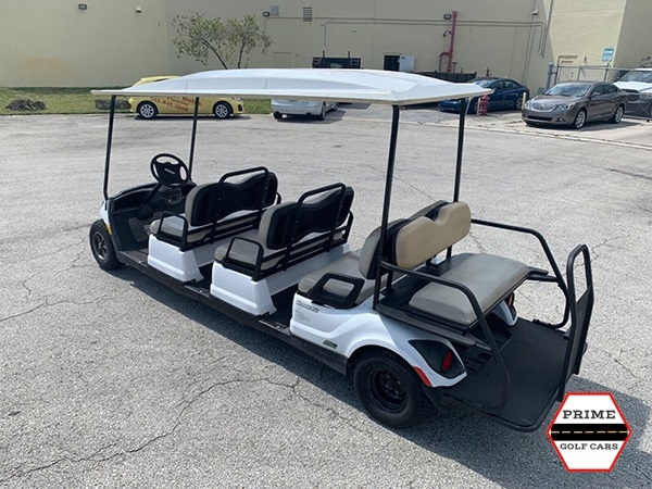 White 8 Passenger Classic Yamaha Golf Cart affordable golf cart rental, golf cart rent miami