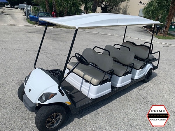 White 8 Passenger Yamaha Golf Cart affordable golf cart rental, golf cart rent miami