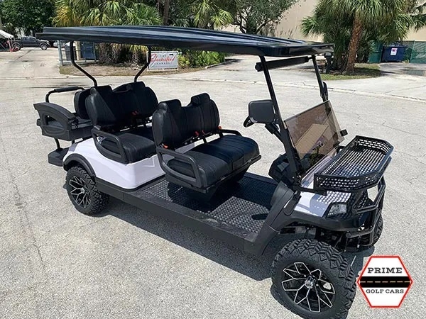 White Aluma 6 Passenger Lifted Golf Cart affordable golf cart rental, golf cart rent miami